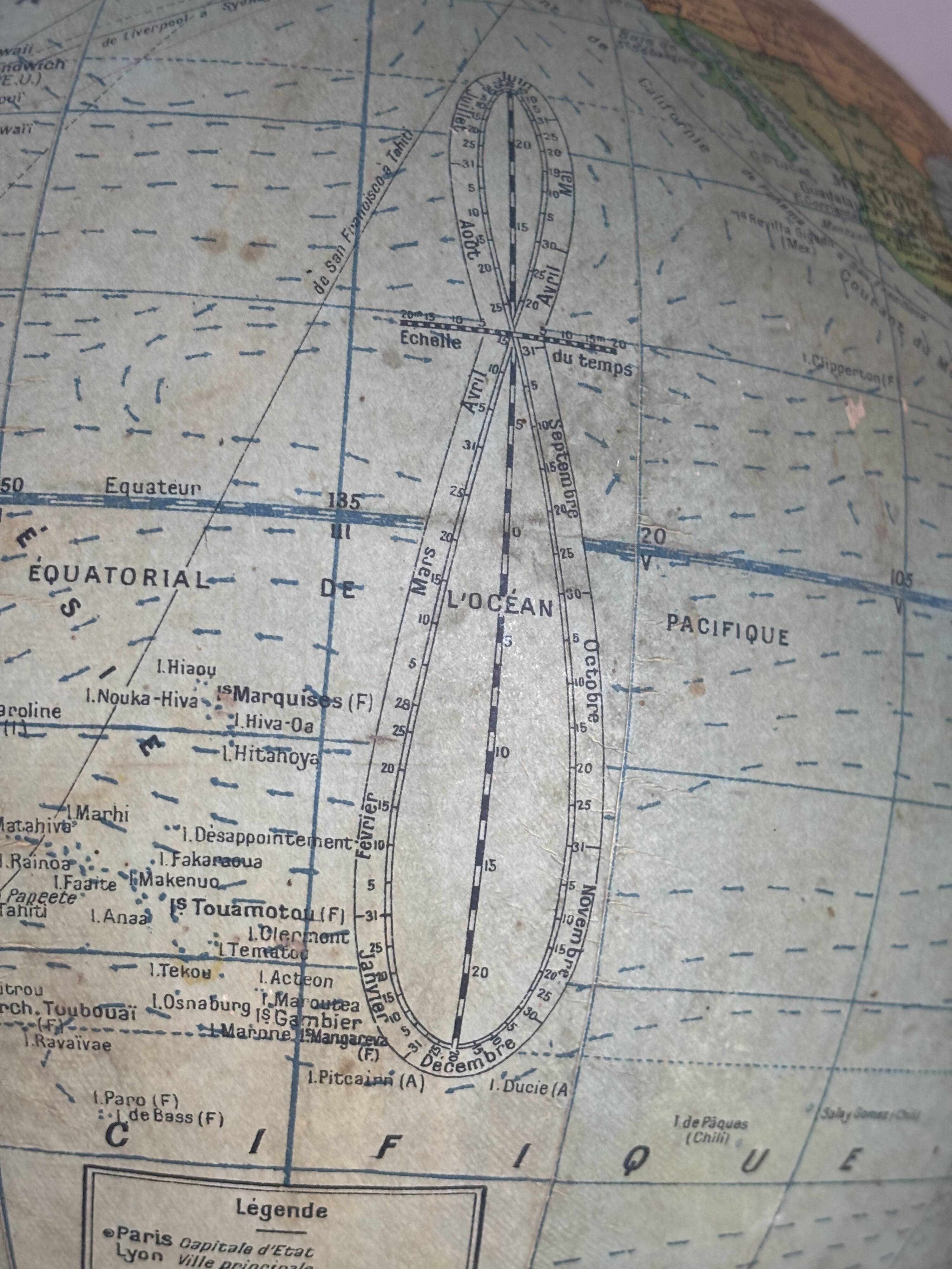 Globe vintage 1950 terrestre Girard et Barrère et Thomas - 46 cm