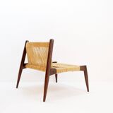 Pair of lounge chairs in woven jute rope and solid wood