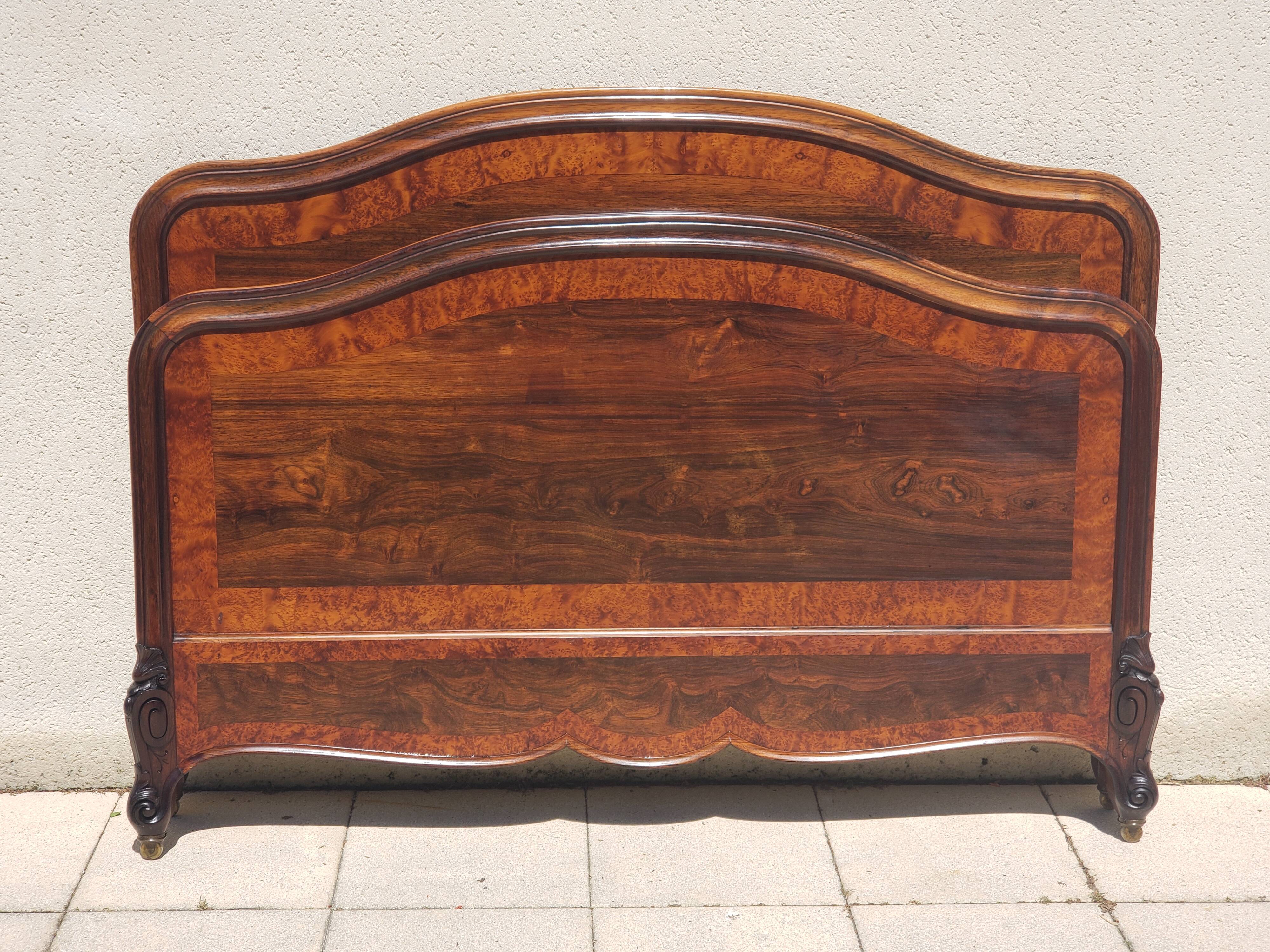 Solid walnut bed with very old walnut burl.