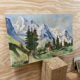 Large chalet mountain landscape oil on panel / old painting