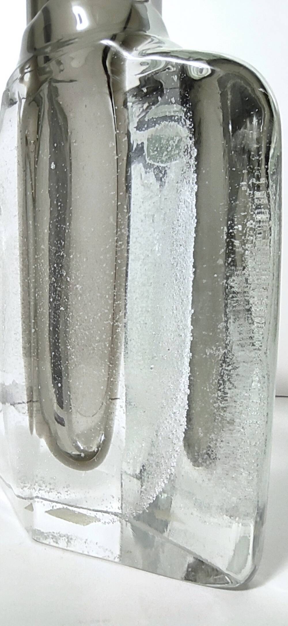Transparent and Grey Sommerso Murano Glass Vase by Hora P