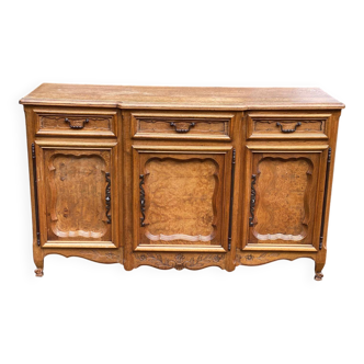 Louis XV buffet from the 19th century in solid oak wood.
