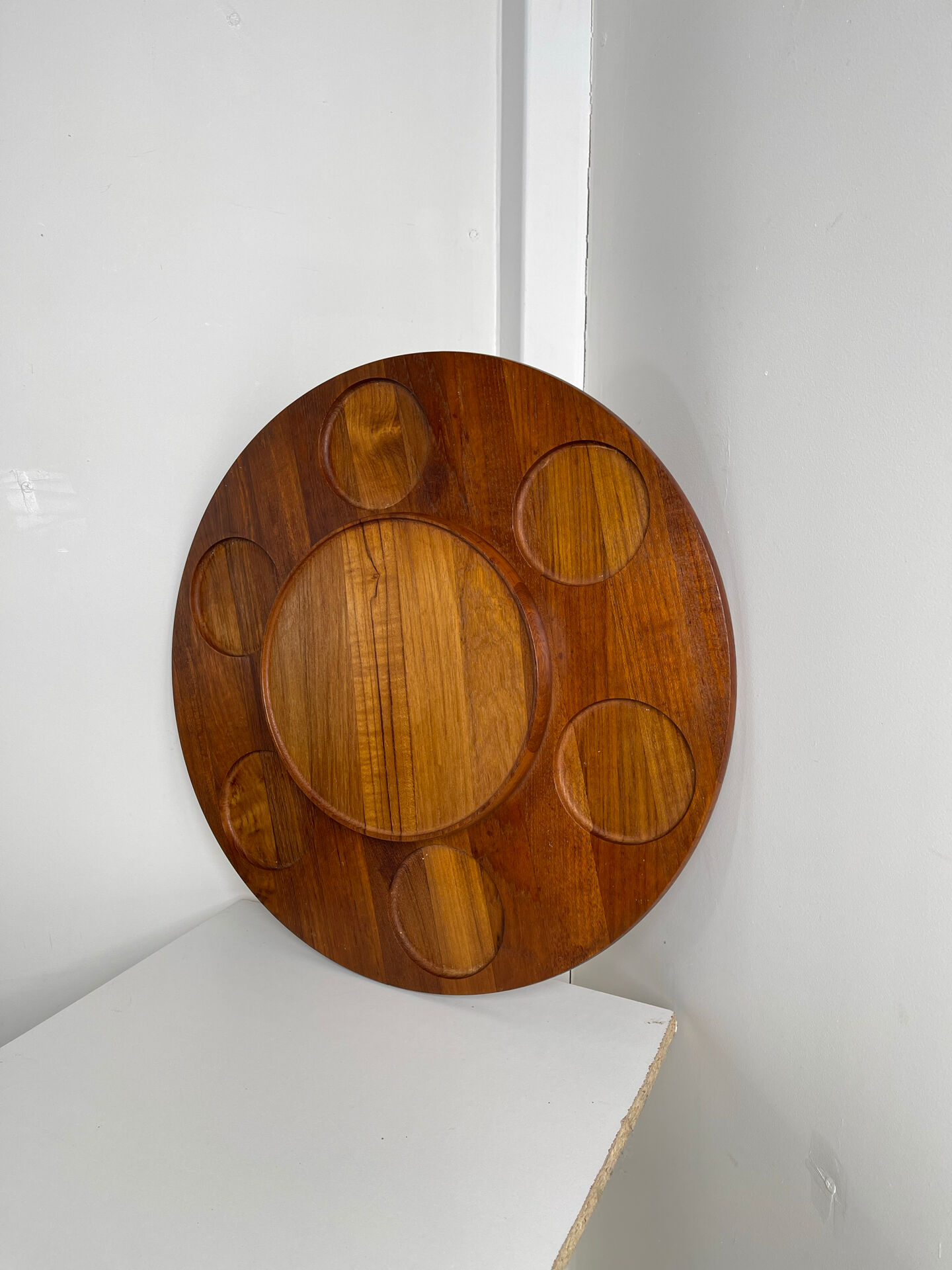 Teak rotating tray Denmark 1970