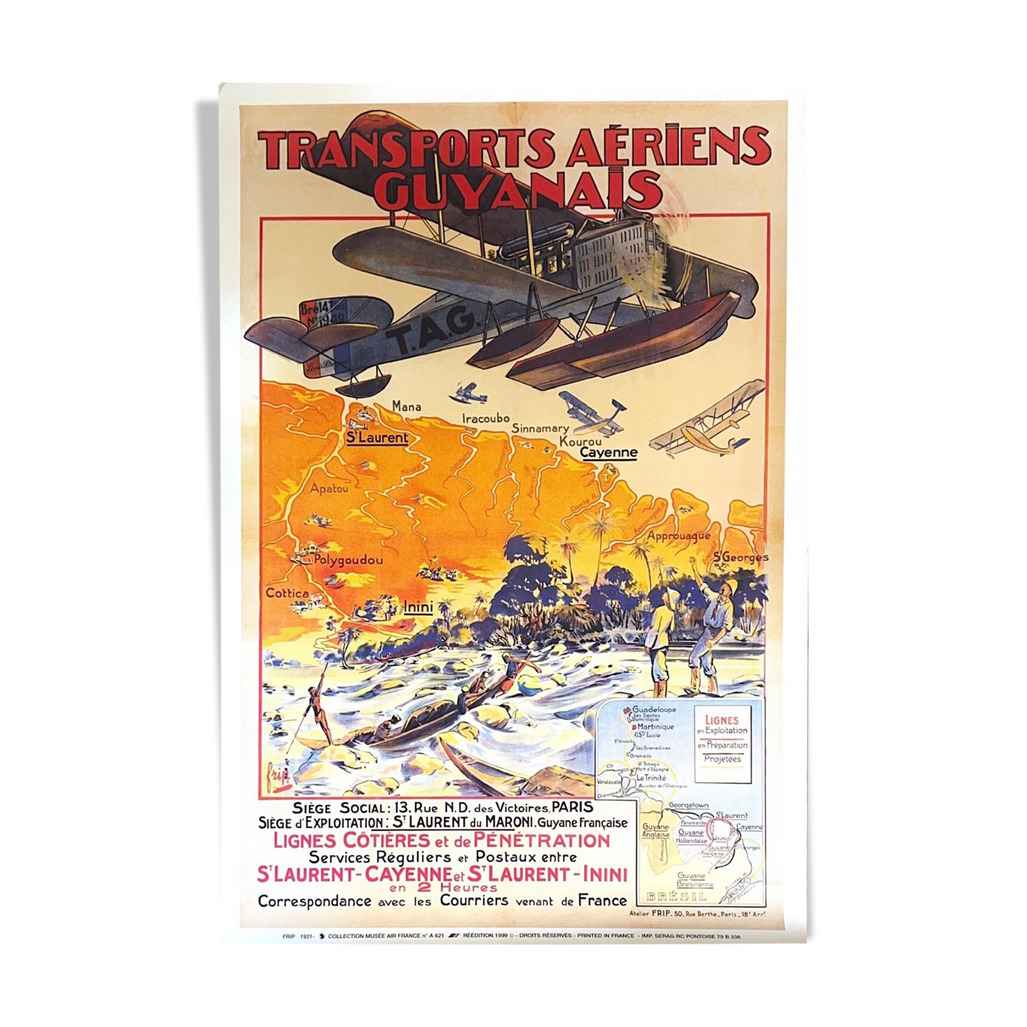 Air France Poster - Transports Aérienne Guyanais