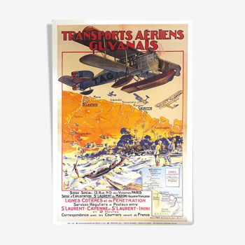 Affiche Air France - Transports Aériens Guyannais