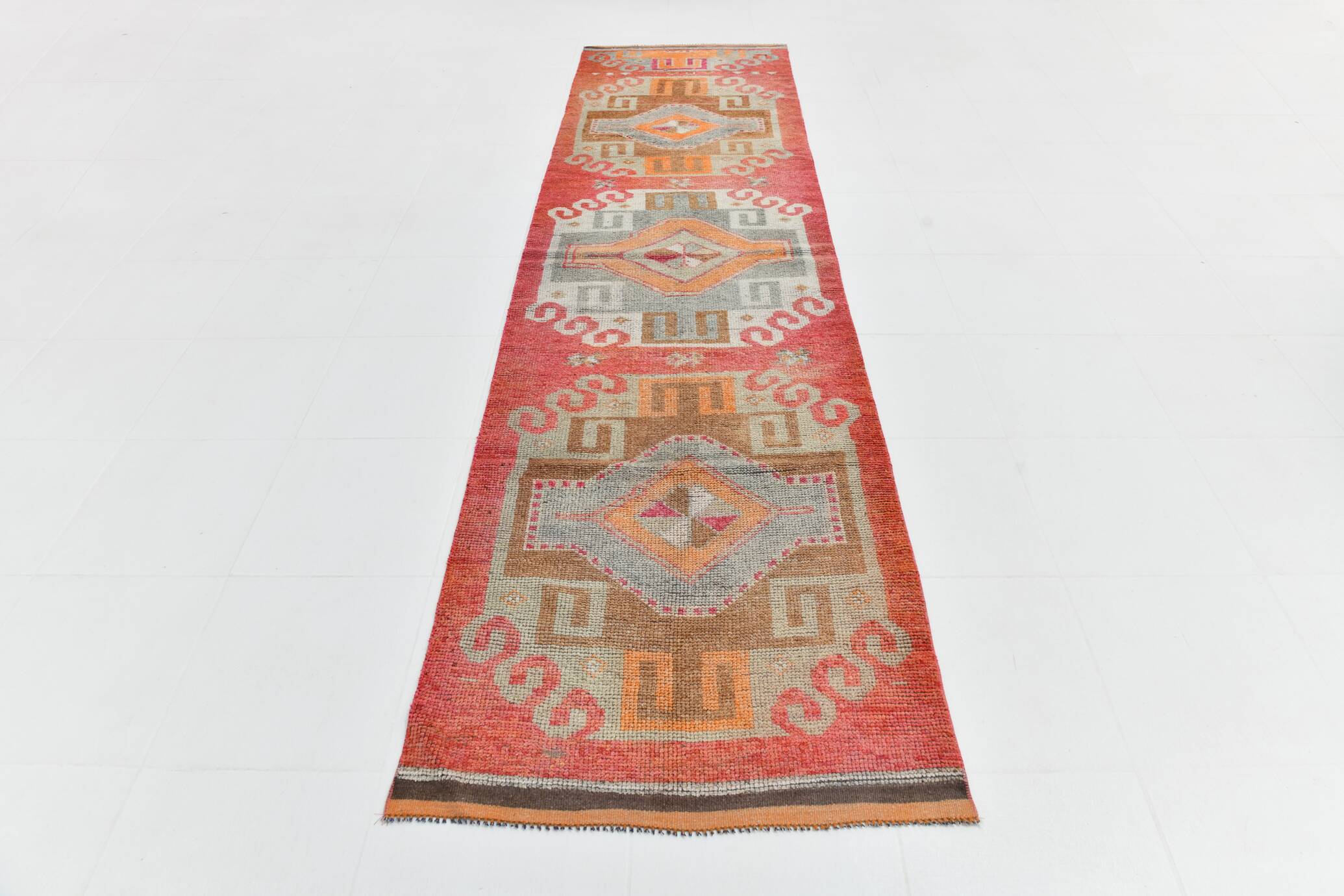 3x12 Super Soft Multicolor Vintage Runner Rug, 91x355Cm