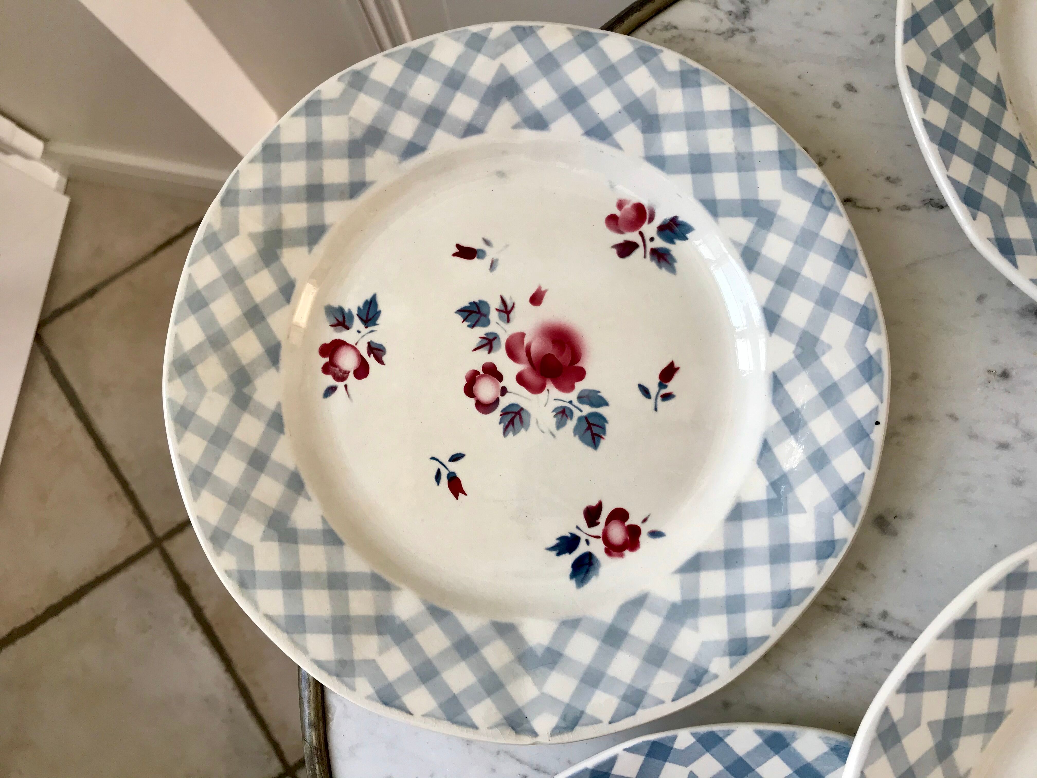 Set of 8 flat plates Digoin Sarreguemines 30s 40s