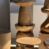 Natural solid mango side table (monoxyle) with conical legs.