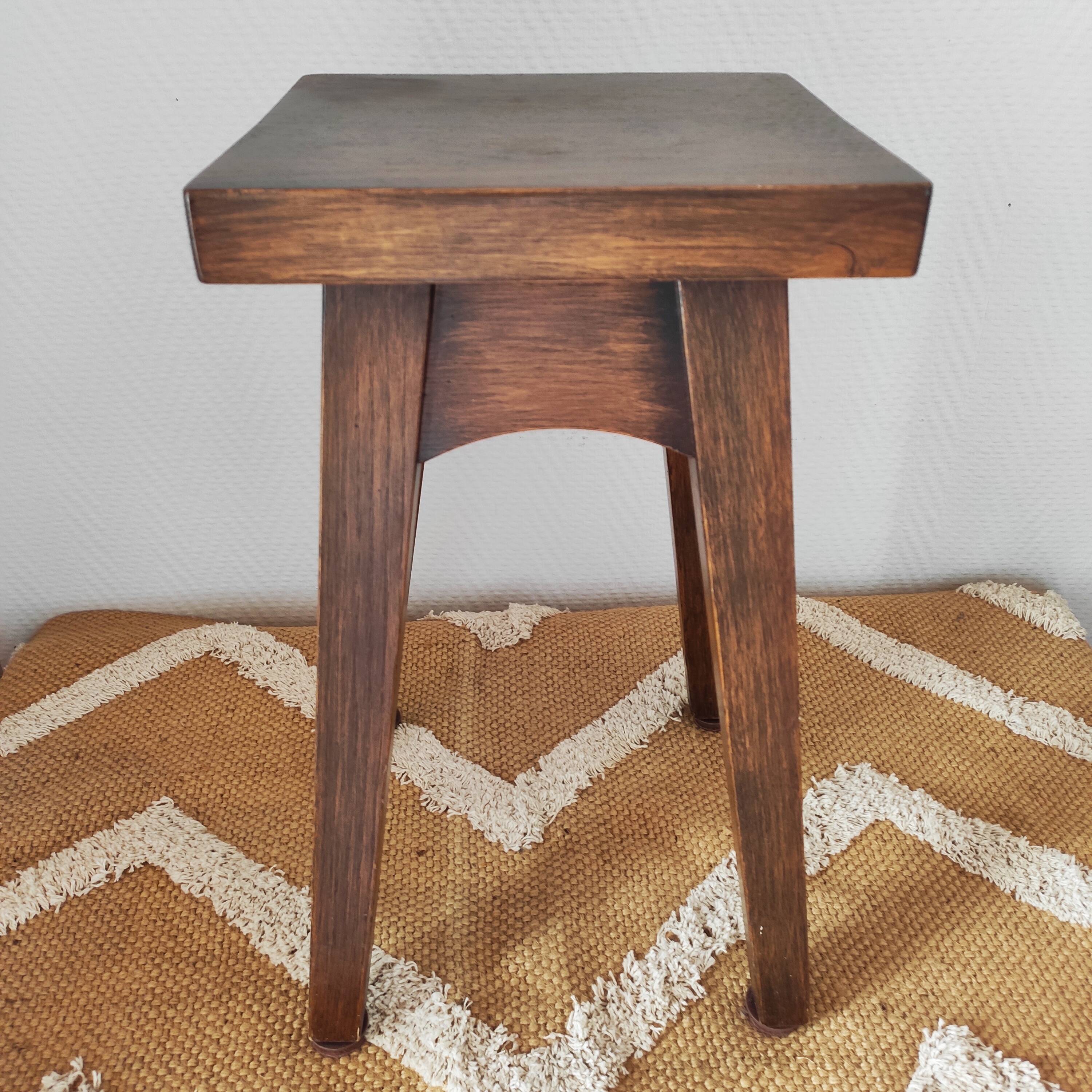 Vintage solid oak stool