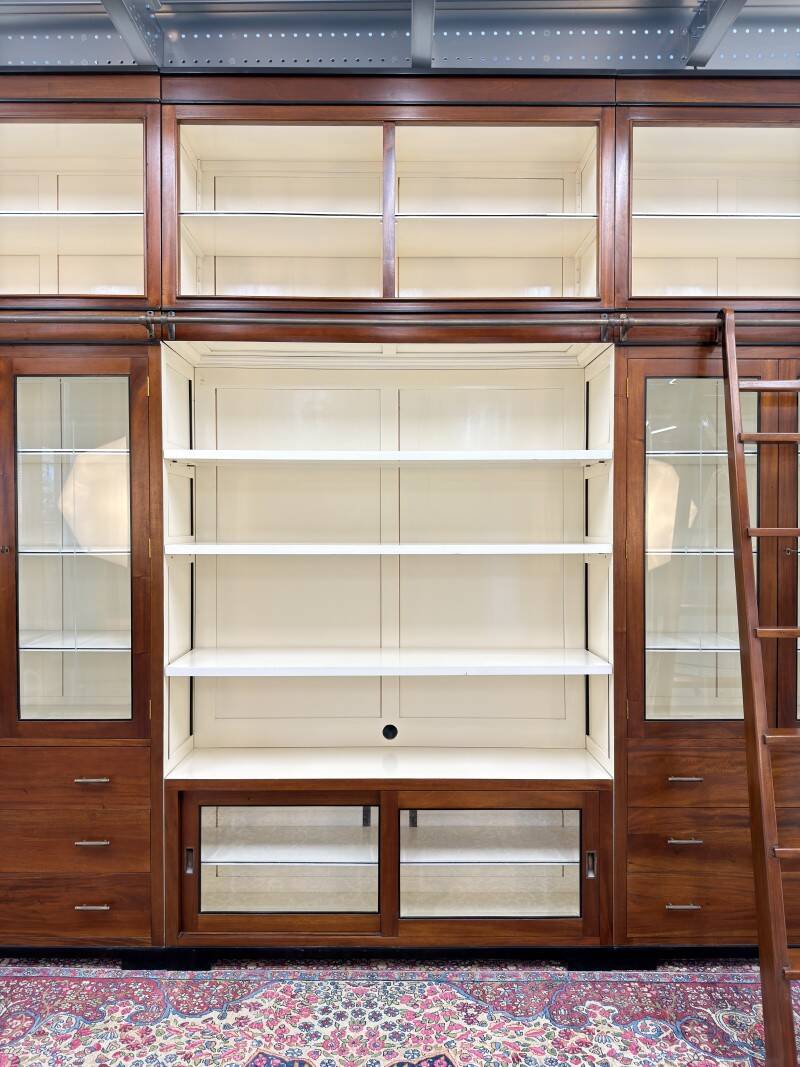 Large Classic English Art Deco Bookcase Library Cabinet