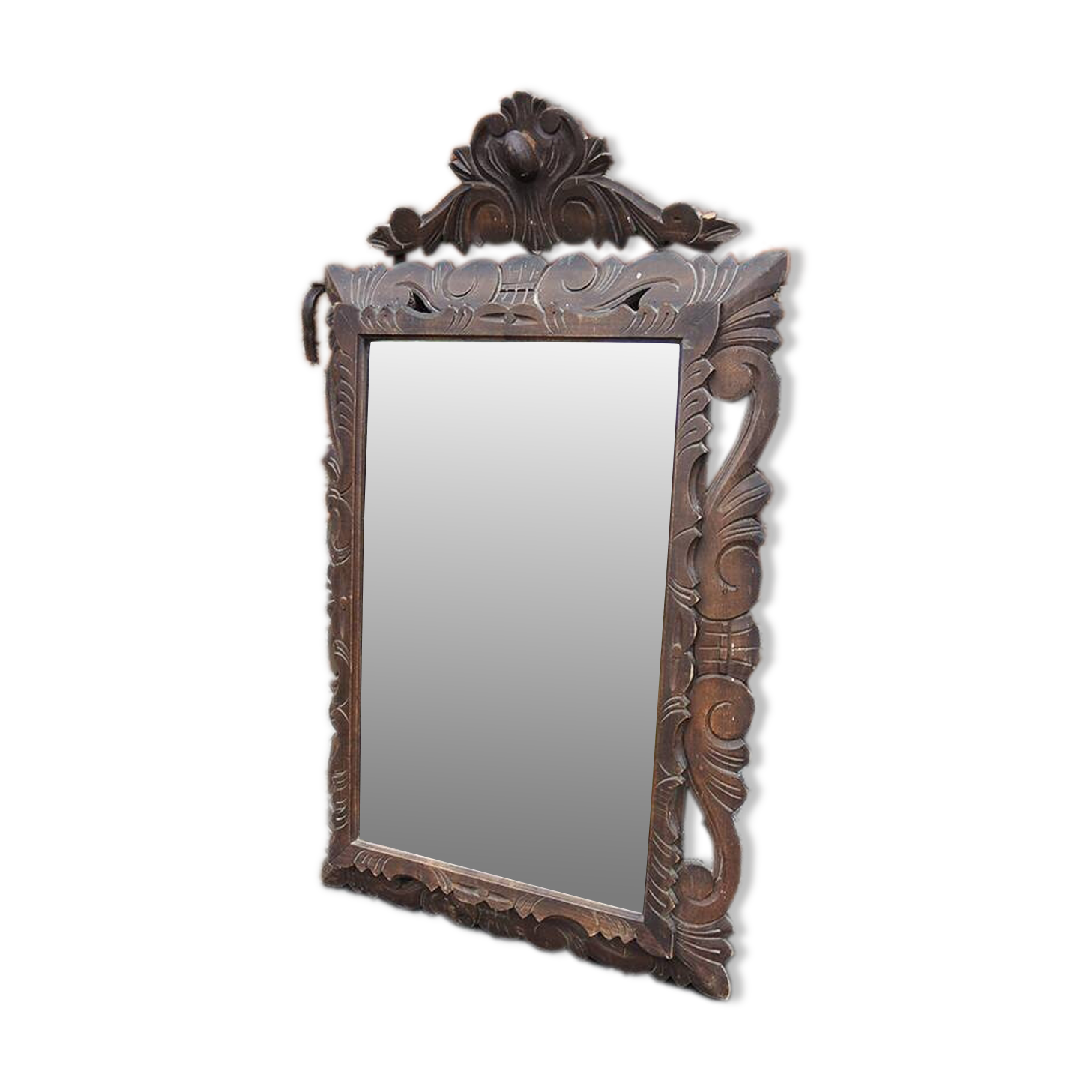 Antique carved wooden mirror, Henri II style