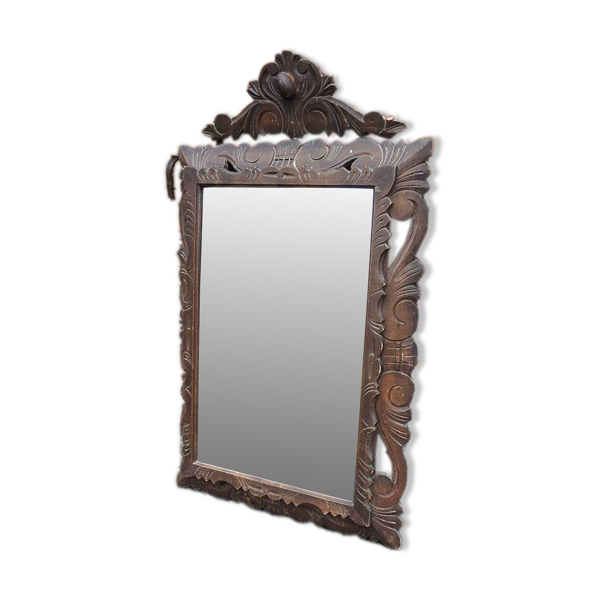 Ancien miroir en bois sculpté style Henri II — Beyit