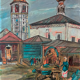 "Un village à l'est" huile sur panneau 1975