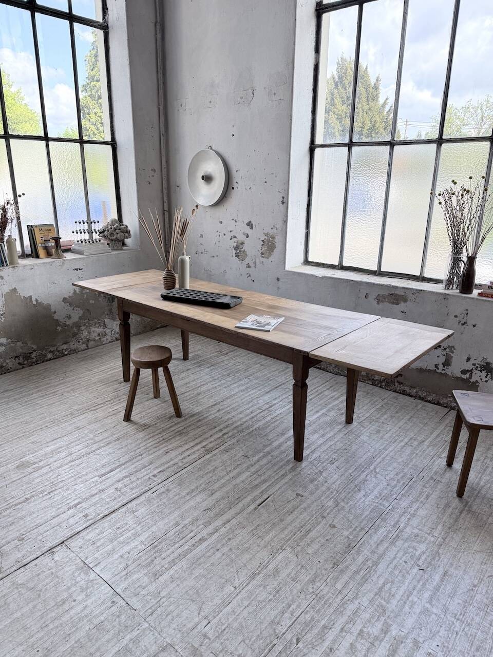 Solid oak farmhouse table with extensions (190-280cm) 1950