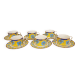 Ensemble de 6 tasses en porcelaine avec soucoupes assorties