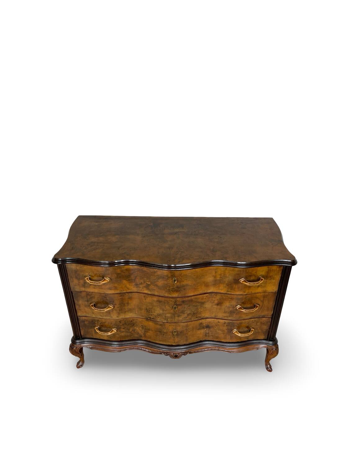 Commode italienne Art déco en loupe de noyer, années 1940-50