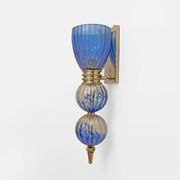 Pair of Murano Glass Blue Wall Sconces with Gold Dust Inclusions