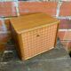 Vintage wooden storage cabinet with shelves