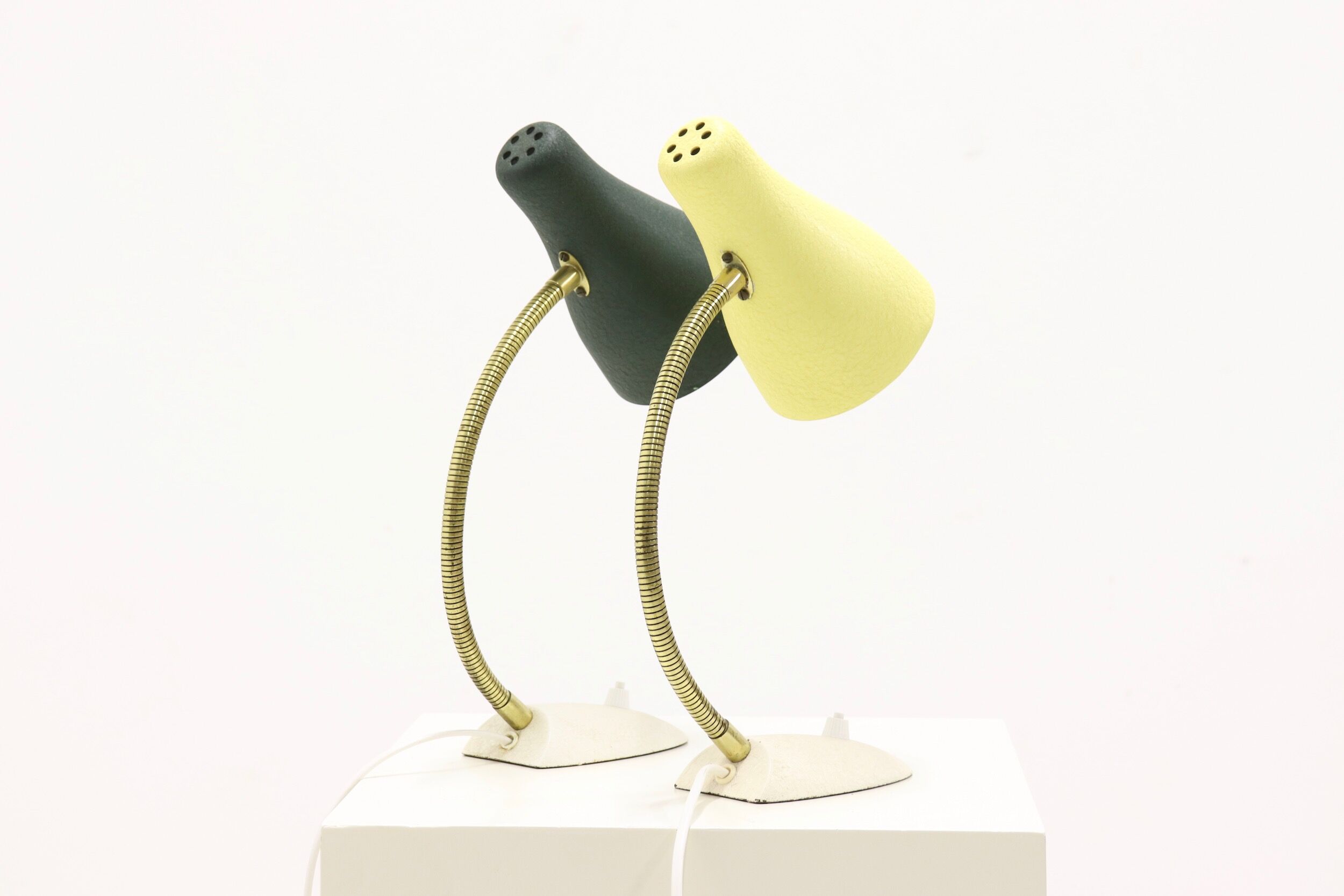 Set of 2 mid century desk lamps with metal shade, 1950