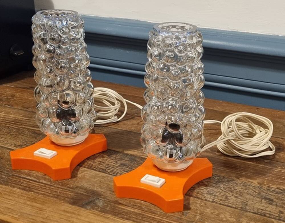 Pair of psychedelic Hawill table lamps, vintage, 70s.