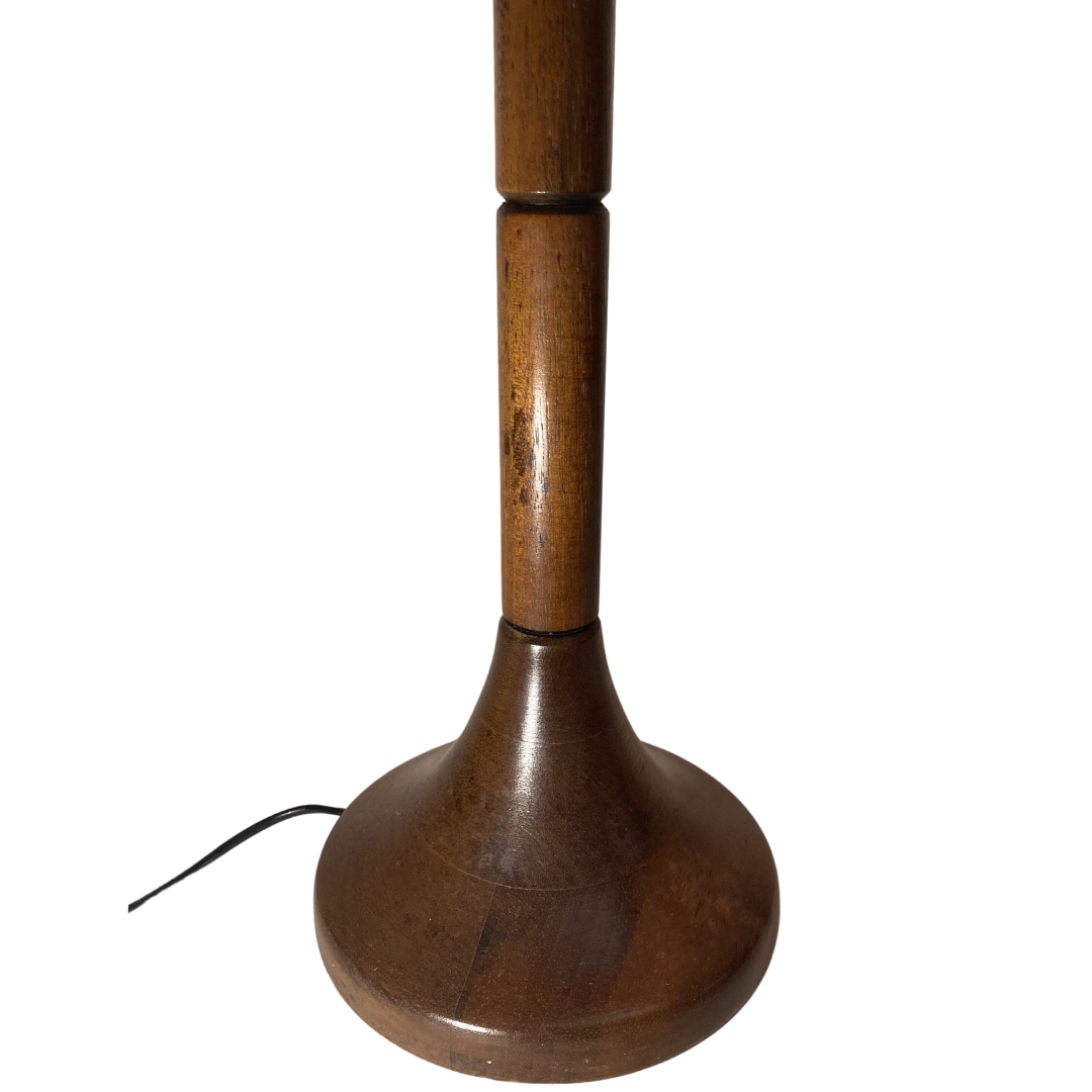 Lampe de table d’abat-jour de champignon en fausse toile de bambou, années 1960