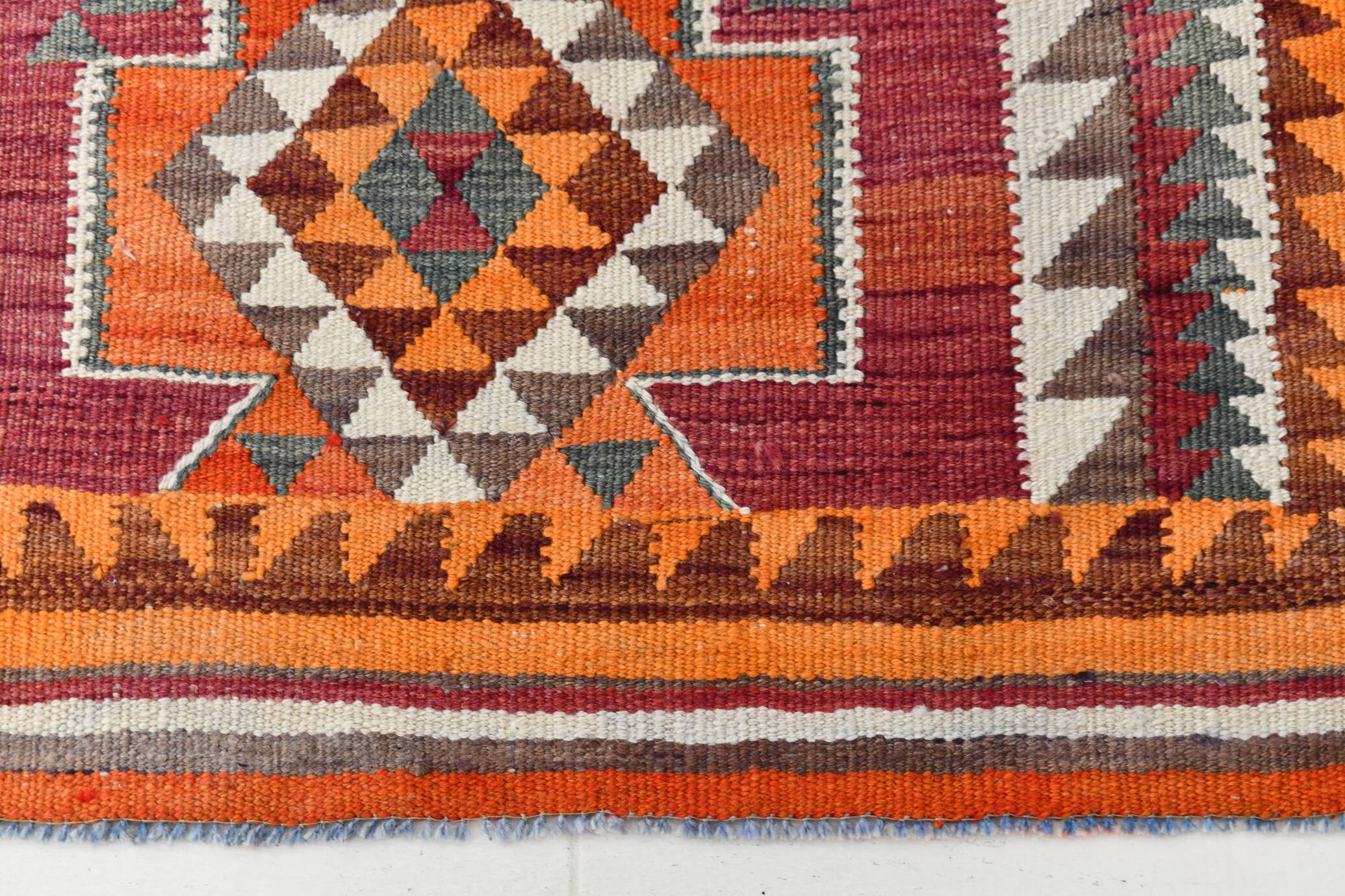 Vintage Burgundy Persian Kilim Runner Rug,, 98x235Cm