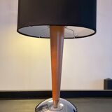 Scandinavian wood and metal lamp chrom from the 70s-80s