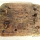 Old milking stool, old farm stool, primitive art.