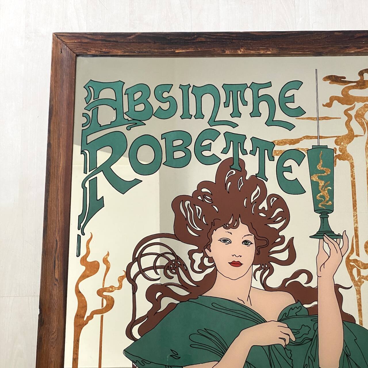 Advertising painted mirror Absinthe Robette Art Nouveau