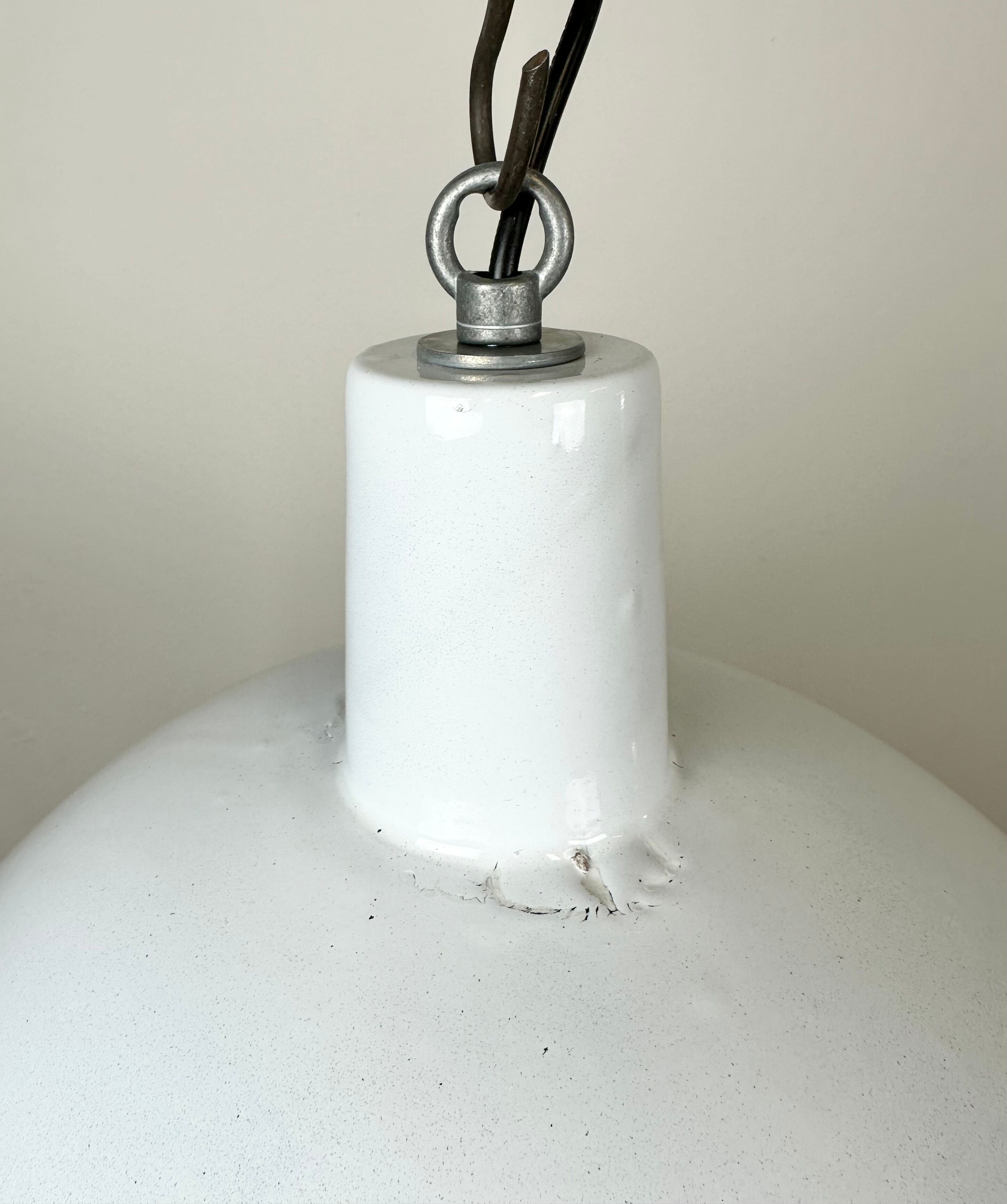 Industrial White Enamel Pendant Lamp from EMAX, 1960s