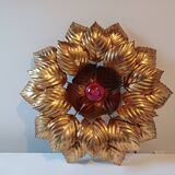Vintage Gold Metal Wall or Ceiling Light "Sun"