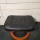 Repose pieds / Pouf en cuir noir  -Stressless