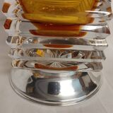 Jarrón de cristal con base de plata. Italia, 1970s