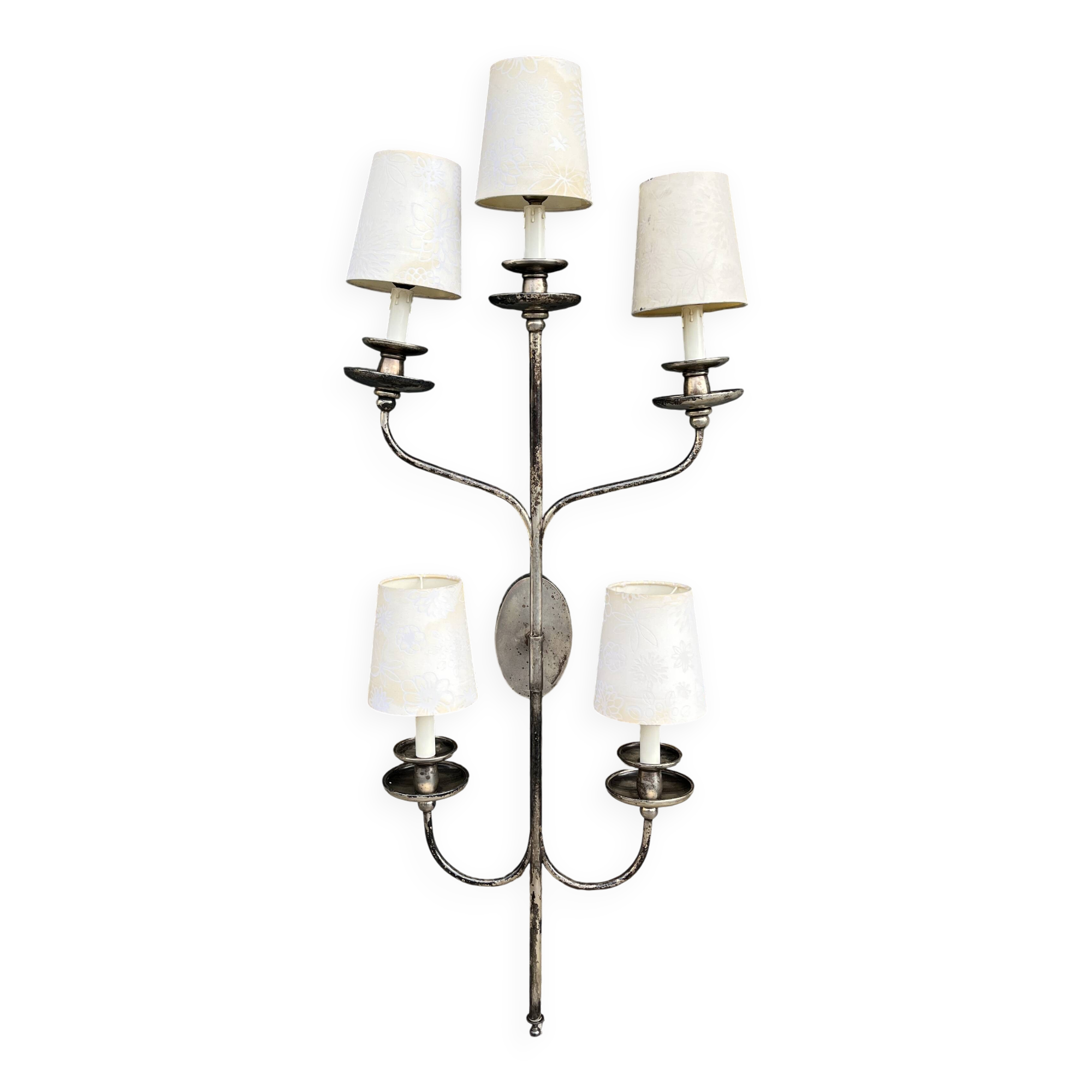 Large metal wall chandelier 1950s