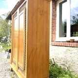 Parisian wardrobe in wood and rattan