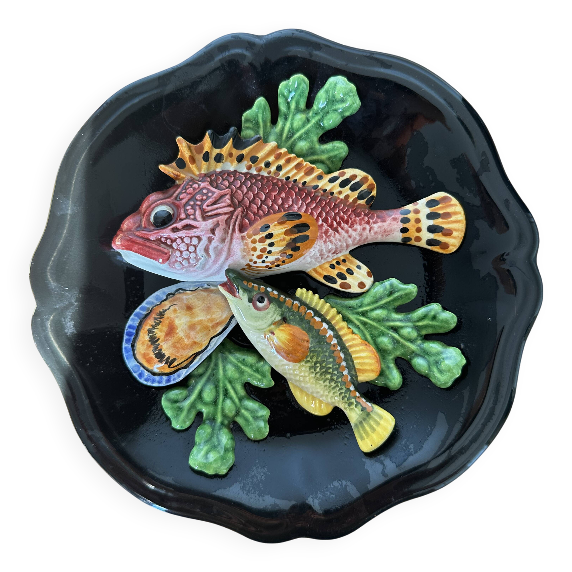 Palissy Vallauris majolica wall plate circa 1950