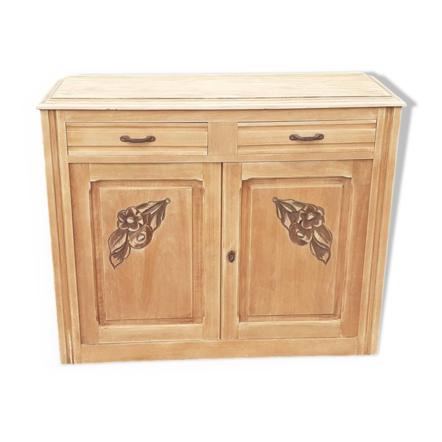 Parisian art deco sideboard 2 doors 2 drawers beech raw wood
