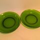 Set of 2 vintage green glass plates with dark rim – 1960s/70s