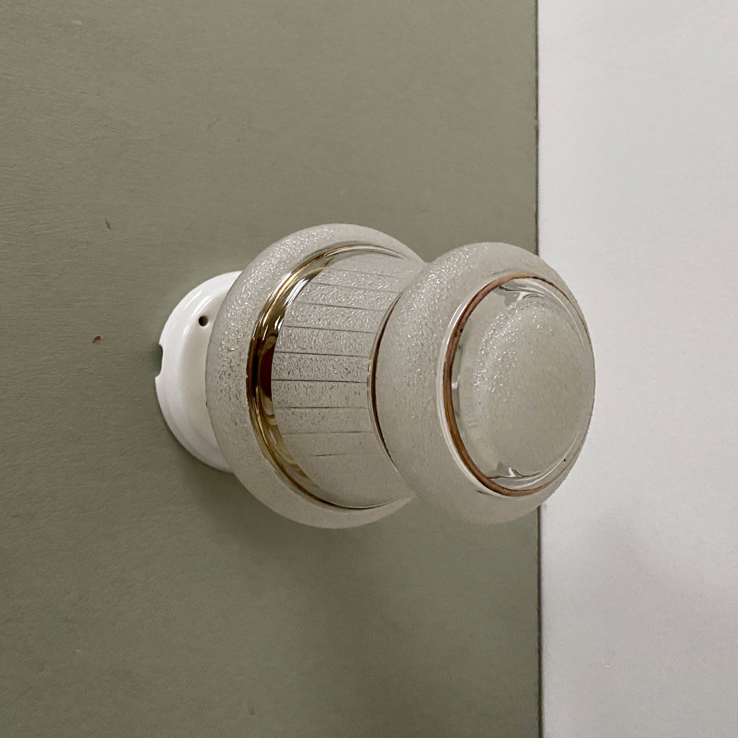 Vintage art deco globe wall or ceiling light in white and gold granite glass