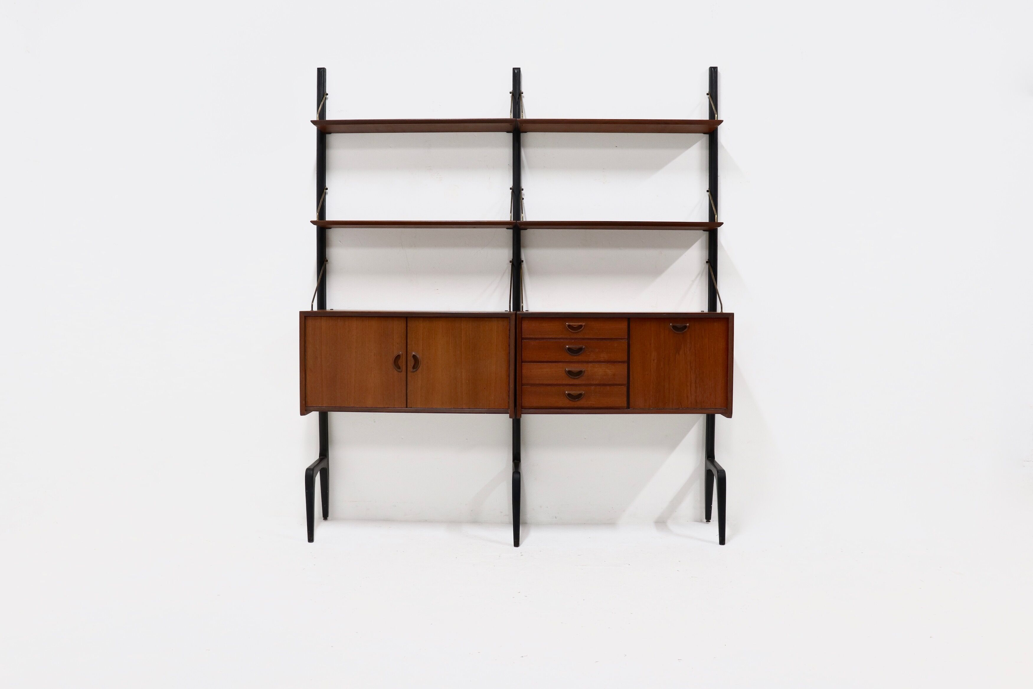 Teak Wall Unit by Louis van Teeffelen for WeBe 1950's