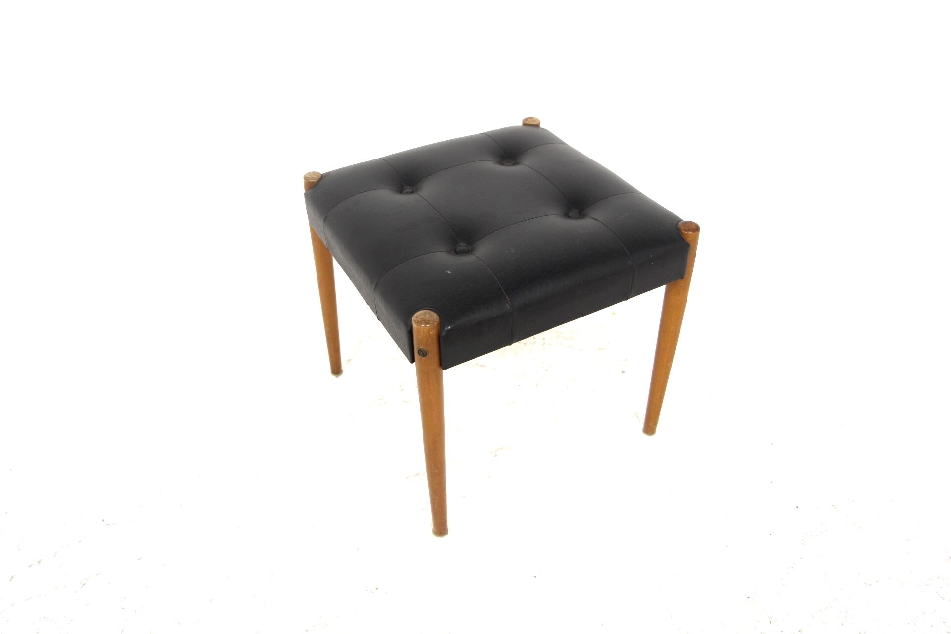 Scandinavian imitation leather ottoman, Sweden, 1960