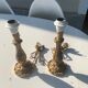 Pair of table lamps in chiseled brass vintage foliage pattern