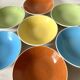 Salins France colored soup plates, Deauville model, 50s-60s