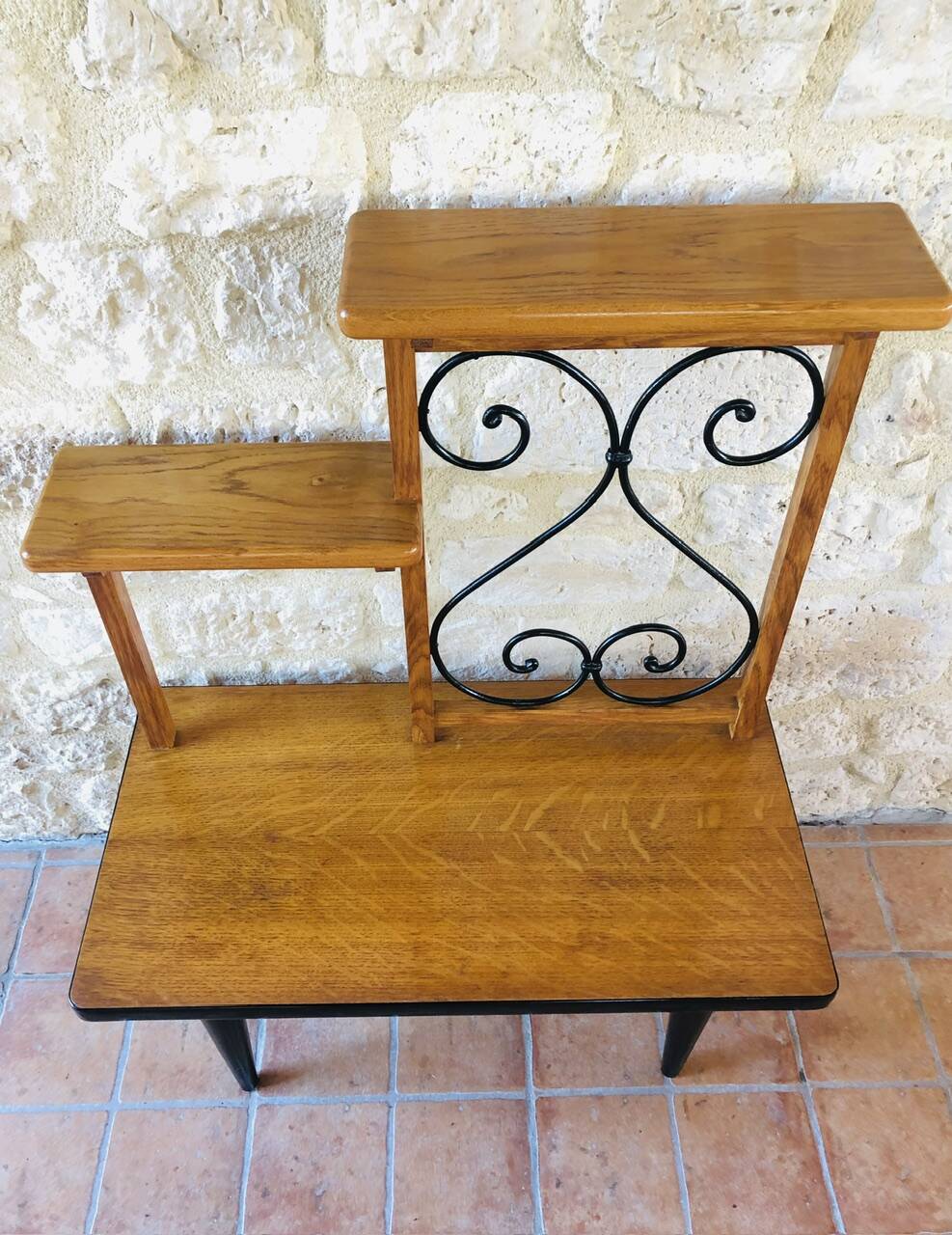 Vintage oak freestanding shelf, Circa 60s