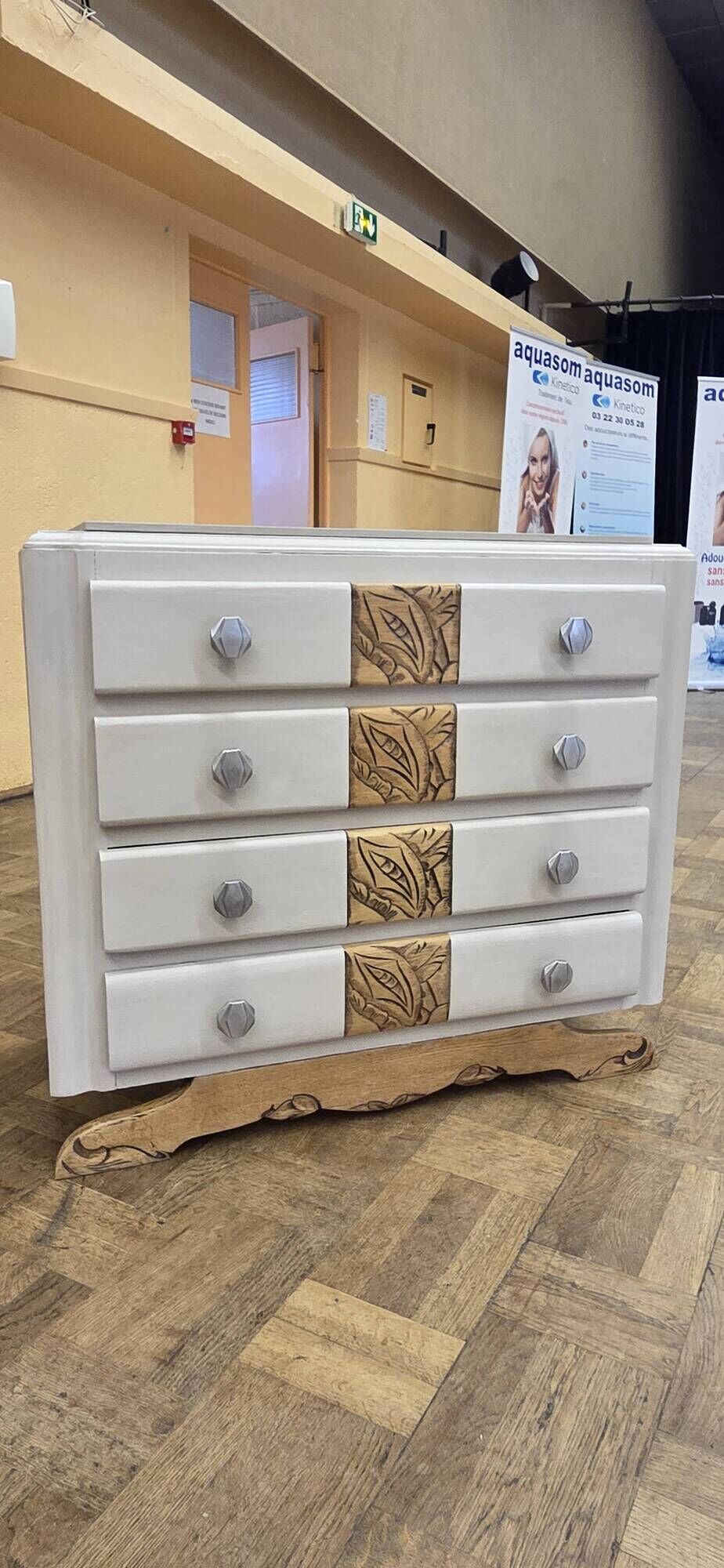 Art Deco chest of drawers with mustache feet