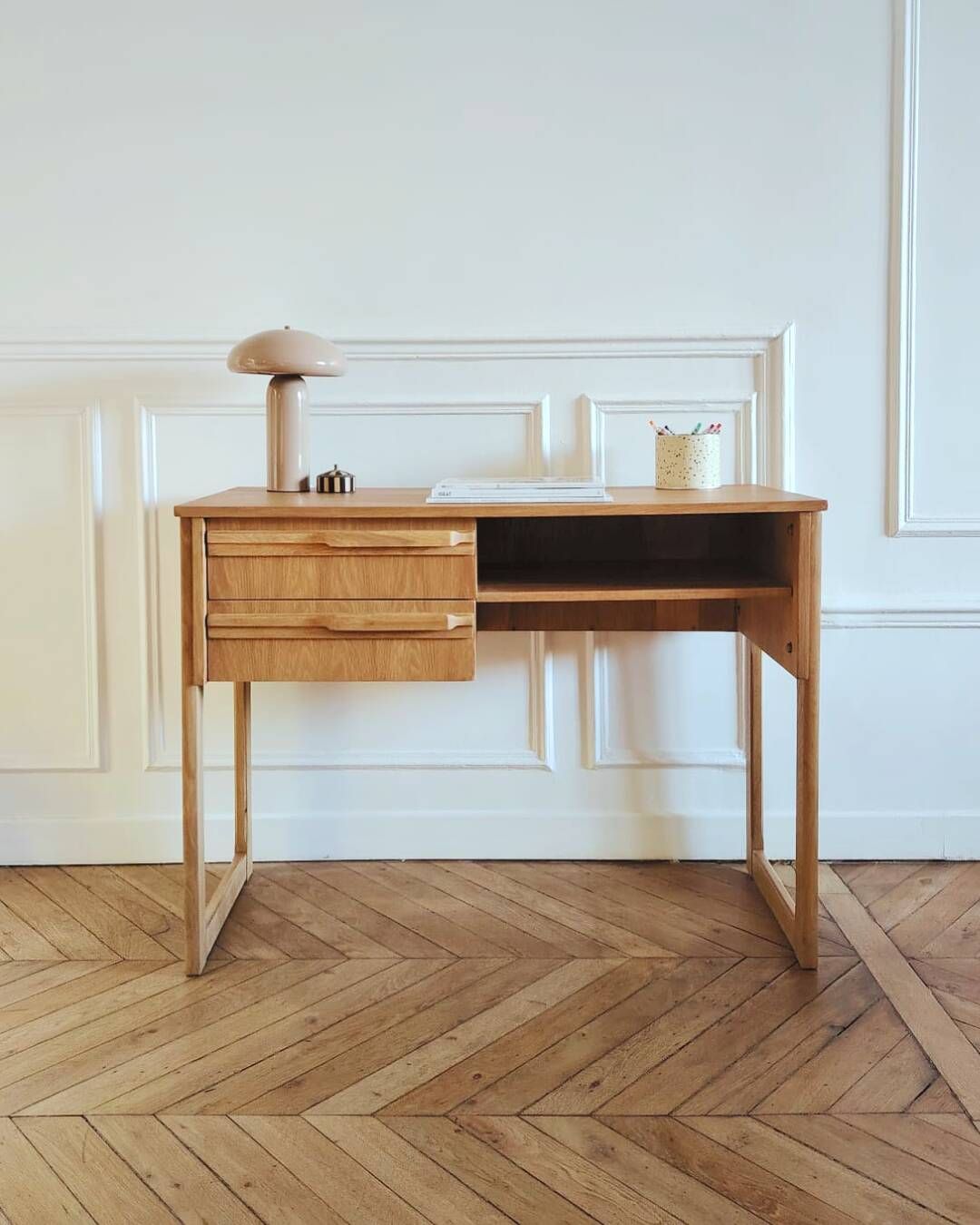 Renovated vintage desk, Scandinavian style, 1960s-70s.