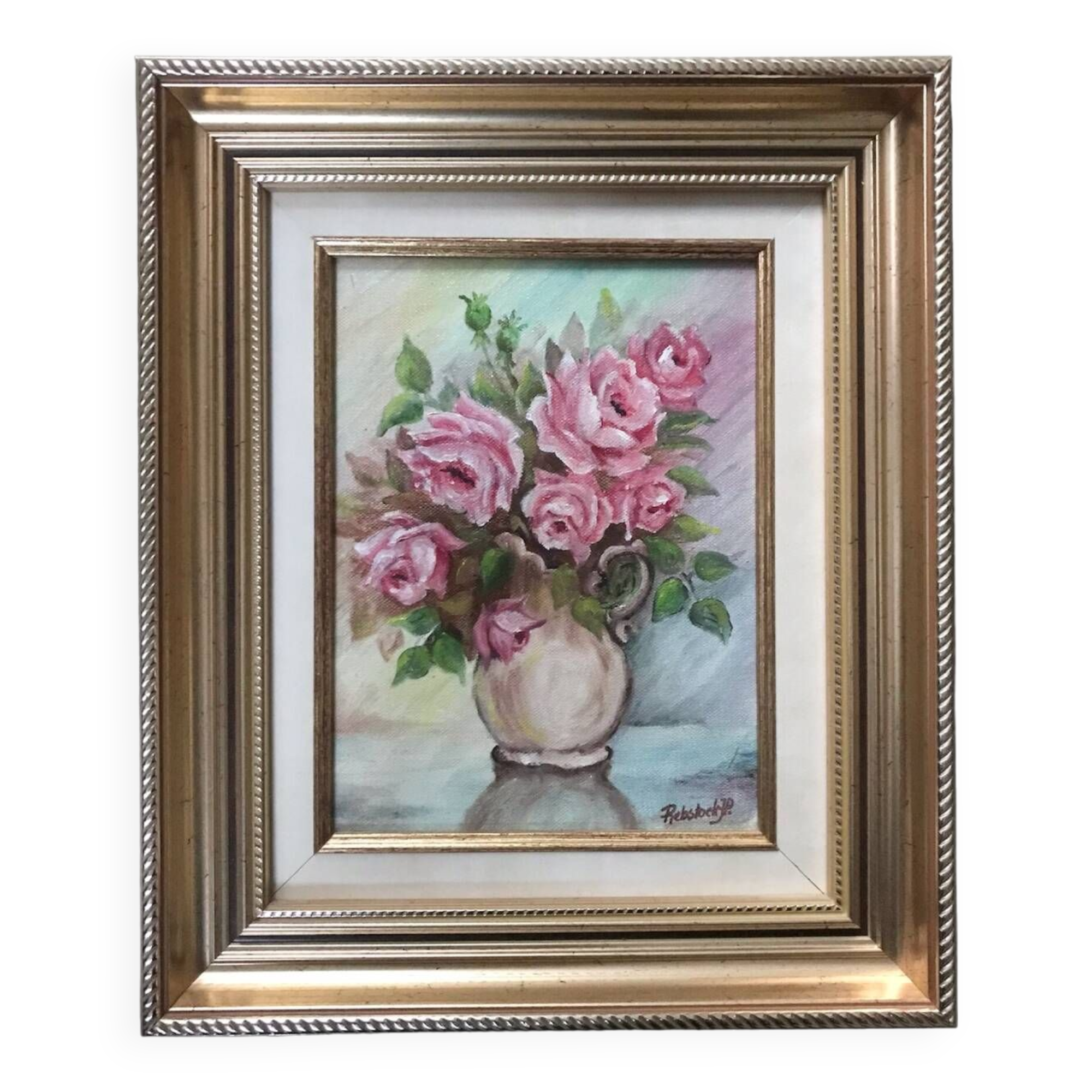 Framed canvas painting