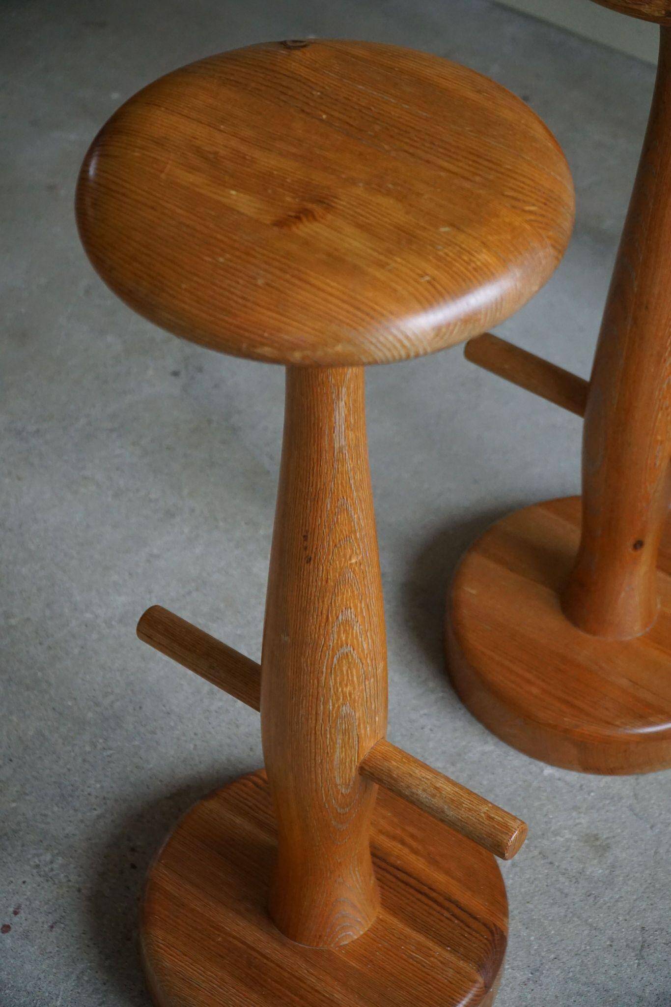 Set of 3 oak bar stools, mid-century Danish modern, Rainer Daumiller, 1960s.