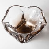 Murano ashtray transparent and smoked flower shape
