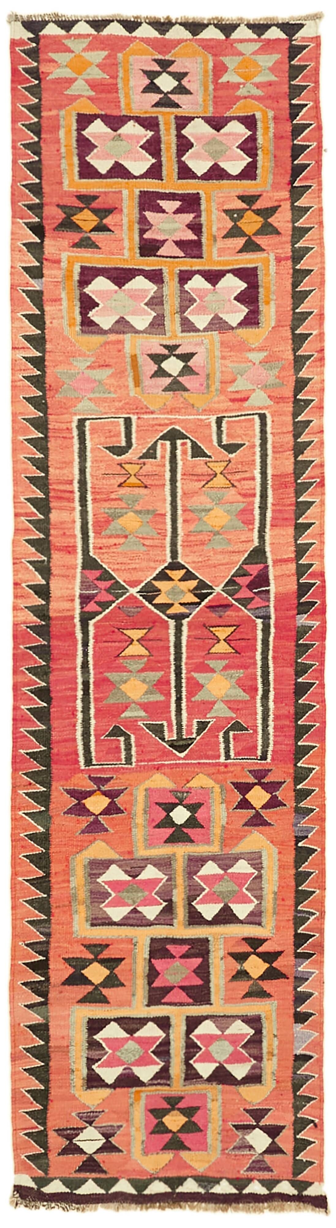 Turkish Handwoven Vintage Herki Kilim 92 cm x 335 cm